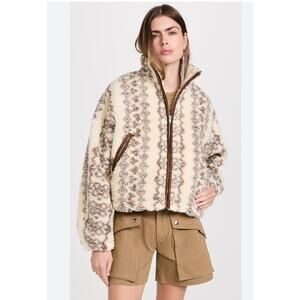 Women's Cream and Brown Patterned Jacket